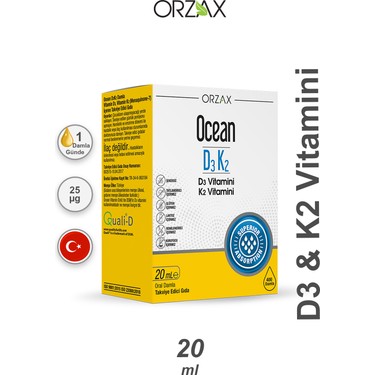 Orzax Ocean Vitamin D3K2 20 ml Damla Fiyatı - Taksit Seçenekleri