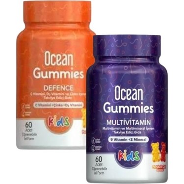 Orzax Ocean Gummies Multivitamin Kids + Gummies Defence 2'li Fiyatı