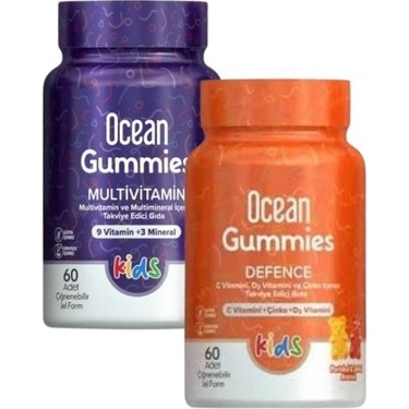 Orzax Ocean Gummies Multivitamin Kids + Gummies Defence 2'li Fiyatı