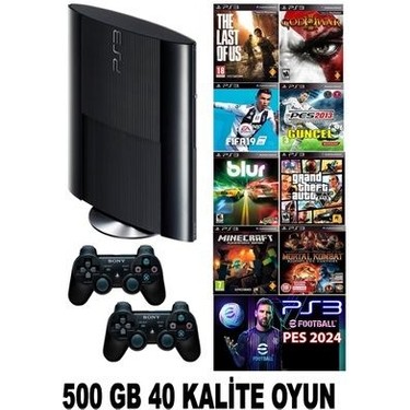 プレ３ ProGameX Ps3 500 GB Süper Slim Oyun Konsolu 40 Dijital Oyun Fiyatı