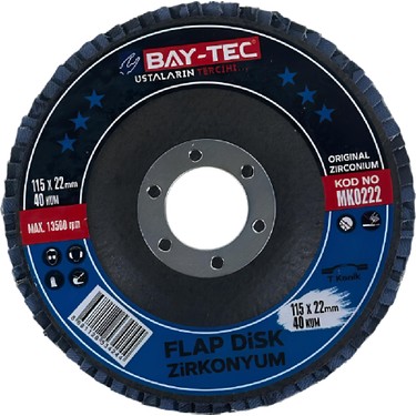 Bay-Tec Flap Disk Zımpara Zirkonyum 115X22 40 Kum MK-0222 Fiyatı