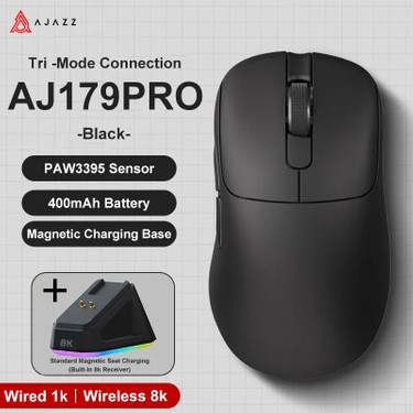 AJ179 Pro Kablosuz (3 Modlu) 8K-26.000DPI Oyuncu Mouse Fiyatı