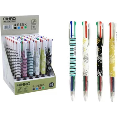 Aihao Tükenmez Kalem 4 Renk Basmalı 1 mm 1 Adet AH-147A Fiyatı