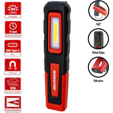 Izeltaş Cob Led Şarjlı Küçük Boy Çalışma Lambası 200 Lm Fiyatı