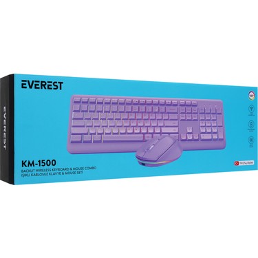 Everest KM-1500 Mor Kablosuz Rainbow Aydınlatmalı Q Fiyatı