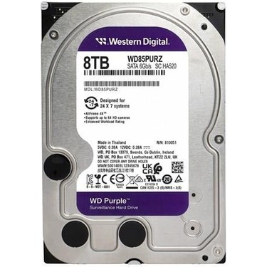 Wd 8tb Purple WD85PURZ 5700 Rpm 256MB Sata-3 Güvenlik Diski Fiyatı