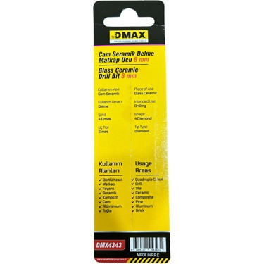 Dmax Cam Seramik Delme Matkap Ucu 8 mm Fiyatı - Taksit Seçenekleri