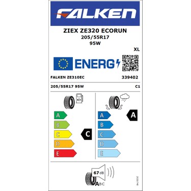 Falken 205/55 R17 95W Xl Ziex ZE320 Oto Yaz Lastiği (Üretim Fiyatı