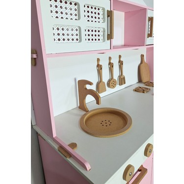 Sihirli Eğlenceli Ahşap Oyuncak Mutfak Seti Pembe Fiyatı