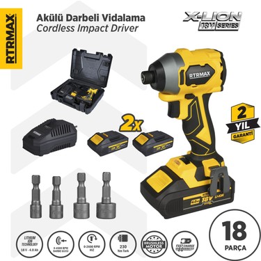 Rtrmax RTX3050 Şarjlı Torklu Vidalama Kömürsüz 230Nm 2x4 Ah Fiyatı