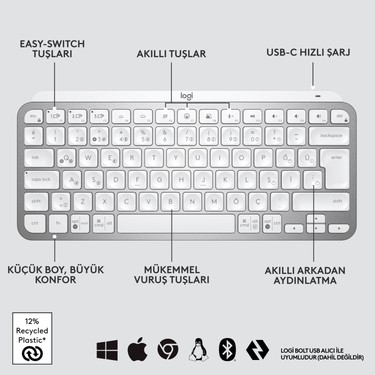 Logitech MX Keys Mini Mac İçin Minimalist Kablosuz Fiyatı