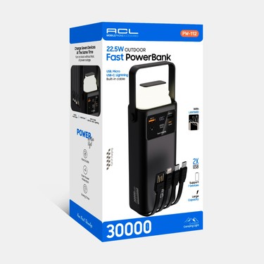 Acl PW-112 22.5W Outdoor Hızlı Şarj Powerbank Siyah – Fiyatı