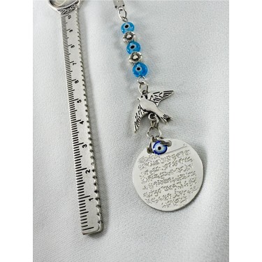 Metal Kuş Turkuaz Nazar Boncuklu Araba Dikiz Ayna Süsü, Fiyatı