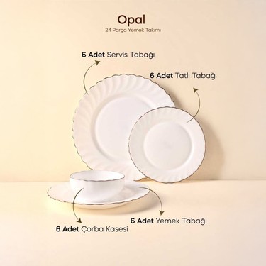 Perotti Waves Opal 24 Parça 6 Kişilik Yaldızlı Yemek Takımı Fiyatı
