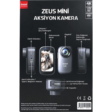 Zeus 4K Dahili Mikrofonlu Mini Aksiyon Kamera Fiyatı