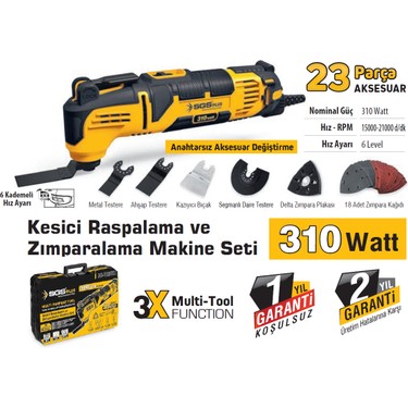 310 Watt SGS5255 Kesici Raspalama Zımparalama Makine Seti Fiyatı