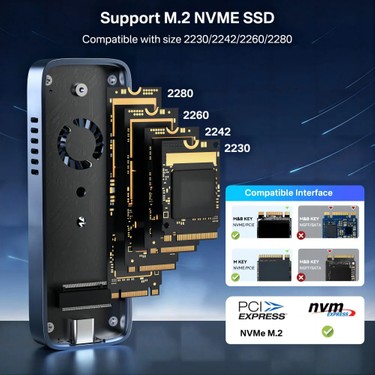 EC6608 Air - 8TB NVMe SSD Destekli, M&B/M KEY, 10Gbps USB Fiyatı