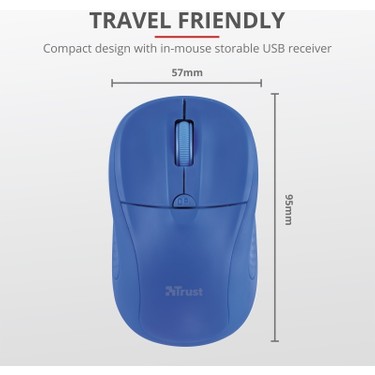 Trust Primo Kablosuz Mavi Mouse 1000 DPI Ev - Ofis Kullanımı Fiyatı