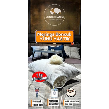Yüncü Hanım Kuzu Yünü Yastık (1000 gr Saf Merinos Kuzu Yünü) Fiyatı