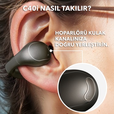 soundcore C40i ワイヤレスイヤホン ダークグレー　骨伝導 Anker Soundcore C40i Open-Ear Bluetooth Kulaklık - Esnek ve Fiyatı