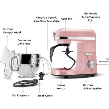新品未使用 BrighteSHOWERDRYERピンク 一式 Karaca Mastermaid Chef Pro Çift Kollu Stand Mikser Pearly Fiyatı