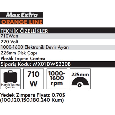 Max Extra DWS230 - Alçıpan Duvar Zımparalama Makinesi 710 Fiyatı