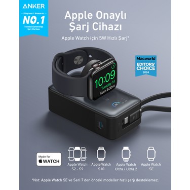 Anker MagGo Powerbank (10K, 35W, Apple Watch Için) - Siyah - Fiyatı