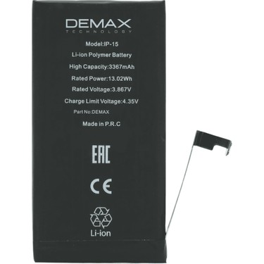 Apple iPhone 15 バッテリー85% Demax Apple iPhone 15 Güçlendirilmiş Yüksek Kapasiteli Fiyatı