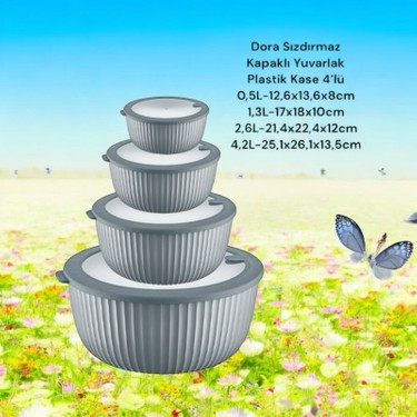 4'lü Dora Sızdırmaz Kapaklı Yuvarlak Plastik Kase Fiyatı