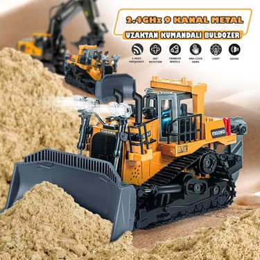 Işıklı Sesli Full Fonksiyon Metal Hareketli Buldozer 9 Kanal Fiyatı