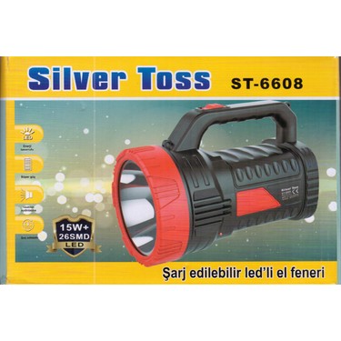Silver Projektör El Feneri Şarjlı + Işıldak 15 W Silver Toss Fiyatı
