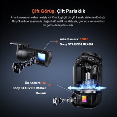 70MAI Dash Cam Omni X800-2 Set Ultra Hd 4K Çözünürlük Araç Fiyatı
