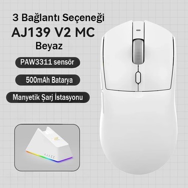 Ajazz AJ139 V2 Mc Paw 3311 Sensör 3 Modlu 24.000 Dpı Şarj Fiyatı