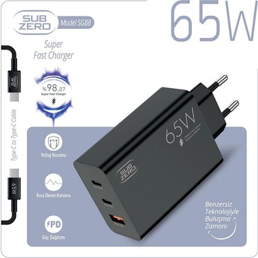 Samsung Galaxy Xcover6 Uyumlu 65W Usb+Pd+Pd ( 3 ) Girişli Fiyatı