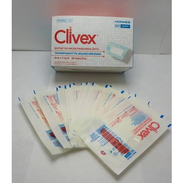 Clivex Şeffaf Pu Hazır Pansuman Örtü 5 x 7,5 cm 50 Adet Fiyatı
