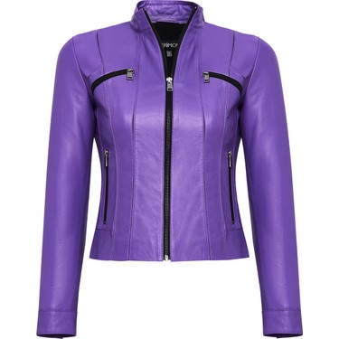 Derimod Linda Kadın Mor Kısa Deri Ceket 25SGD5200FH Fiyatı