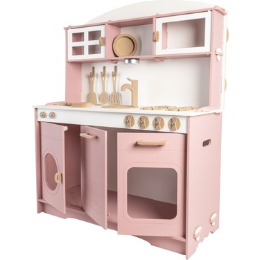 Nidage Ahşap Oyuncak Mutfak Seti Pembe Renkli 9 Parça Servis Fiyatı