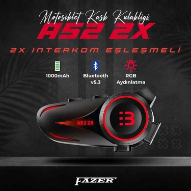 Fazer A52-2X 2 Kişilik Kask Bluetooth Kulaklık Mikrofon Seti Fiyatı