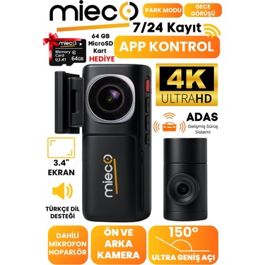 Mieco A7 4K UHD / Wifi / ADAS / 150° Ultra Geniş Açı / Gece Fiyatı