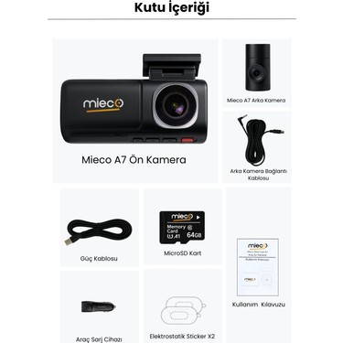 Mieco A7 4K UHD / Wifi / ADAS / 150° Ultra Geniş Açı / Gece Fiyatı