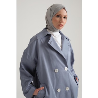 Armine Yarım Astarlı Pamuk Oversize Kap 23Y7007 Gri Mavi Fiyatı