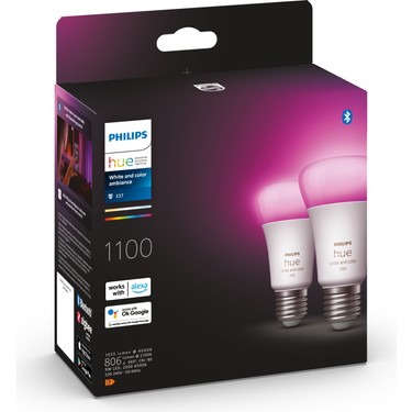Philips HueWCA 9-75W E27 1100 Lumen Renkli Akıllı Ampul 2'li Fiyatı