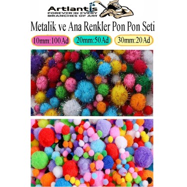 Artlantis Renkli Pon Pon 10 20 30 mm 170 Li 1 Paket Metalik Fiyatı