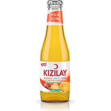 KIZILAY PORTAKAL-BİSKÜVİ-ELMA AROMALI DOĞAL ZENGİN MİNERALLİ GAZLI İÇİCEK 200ML