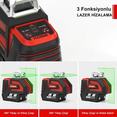 Kobb KBL32GTP Profesyonel Li-Ion Yatay 360° ve Dikey Fiyatı
