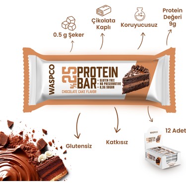 Waspco Bitter Çikolata Kaplı Çikolatalı Kek Aromalı Protein Fiyatı