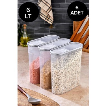 Kitchen Line Erzak Bakliyat Kiler Saklama Kabı 6 Adet Set Fiyatı