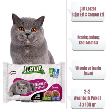 Jungle Çift Lezzet Kısırlaştırılmış Kedi Maması Somon & Fiyatı