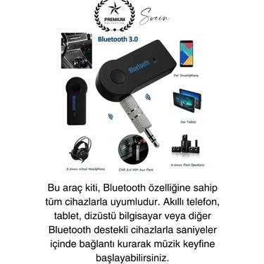 Şarjlı Blutooth Aux Araç Kiti Müzik Ses Alıcı Adaptörü 3.5mm Fiyatı