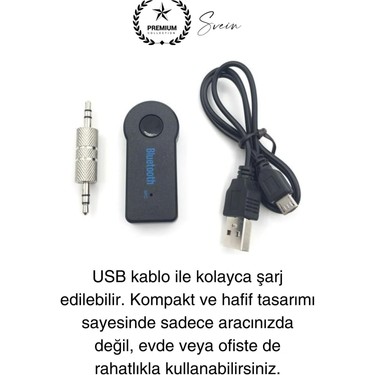 Şarjlı Blutooth Aux Araç Kiti Müzik Ses Alıcı Adaptörü 3.5mm Fiyatı
